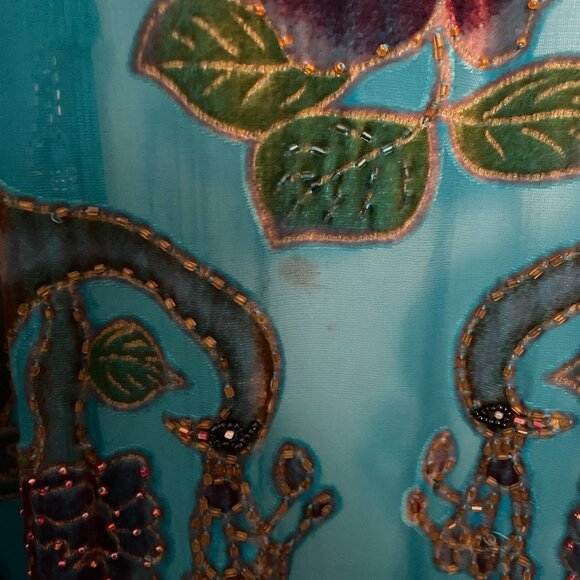 Vivid Silk-Blend Velvet Burnout Jacket with Beaded Tassel Fringe - Picture 7 of 8